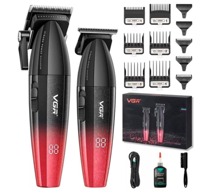 Набір для стрижки волосся 2в1 VGR V-640 S2 Black/Red