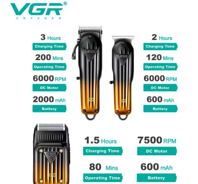 Набір для стрижки волосся VGR V-644 Black/Yelow