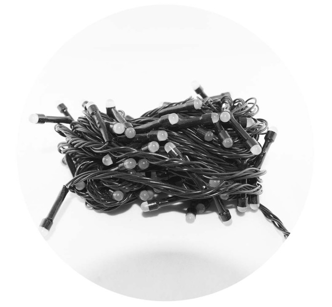 Гирлянда-нить (String-Lights) 100WW-4 внутренняя, пров.:черный, 7м (Белый-теплый)