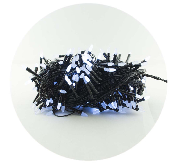 Гірлянда-нитка (String-Lights) 300W-3 внутрішня, пров.: чорний, 12м (Білий)