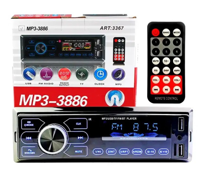 Автомагнітола MP3-3886 ISO 1DIN сенсор