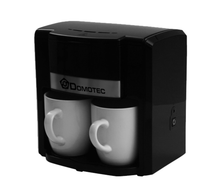 Кофеварка DOMOTEC MS-0708 Черная (500Вт, 2 кер. чашки по 150мл)