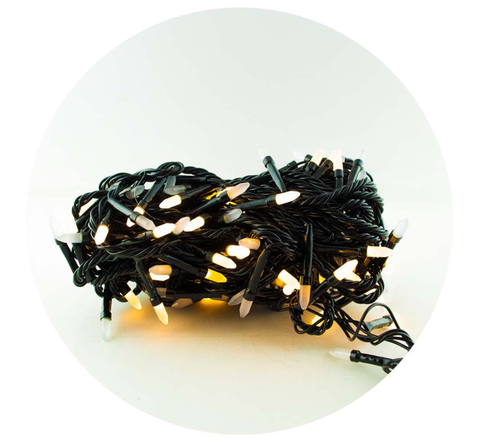 Гирлянда-нить (String-Lights) 200WW-3 внутренняя, пров.:черный, 10м (Белый-теплый)
