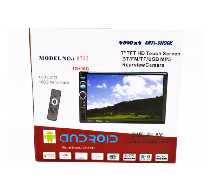 Автомагнітола MP5 8702 2DIN Android