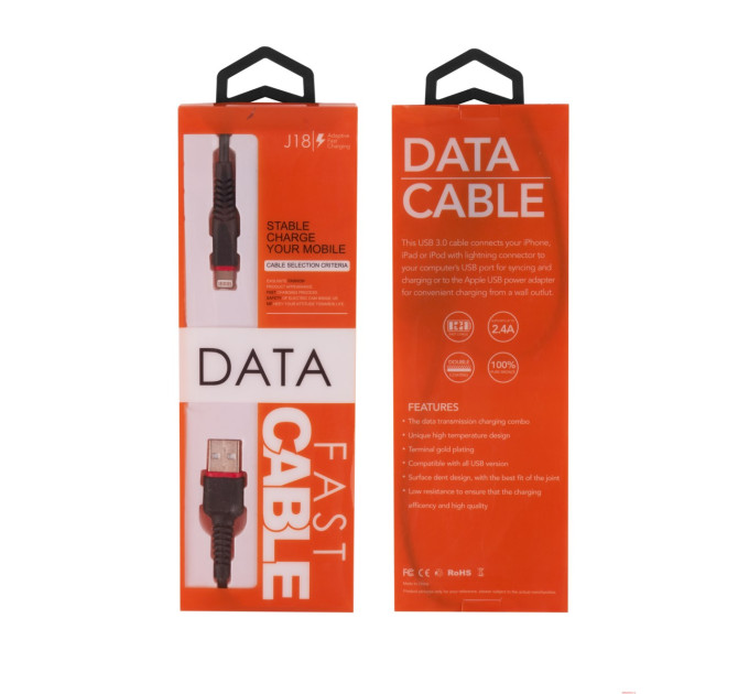 Кабель USB - Lightning DATA J18 Orange Pack