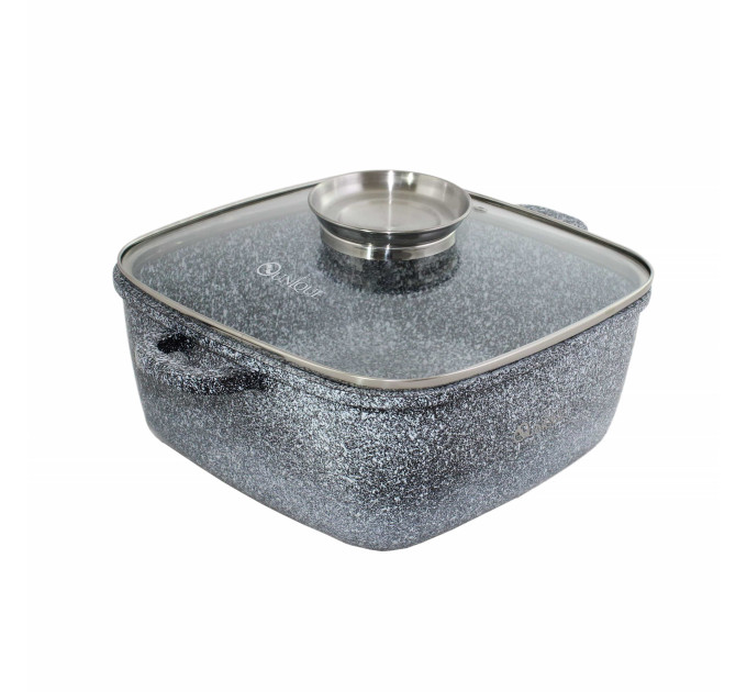Котел UNIQUE UN-5208 6.1л (28см, квадратний, з кришкою, гранітний)