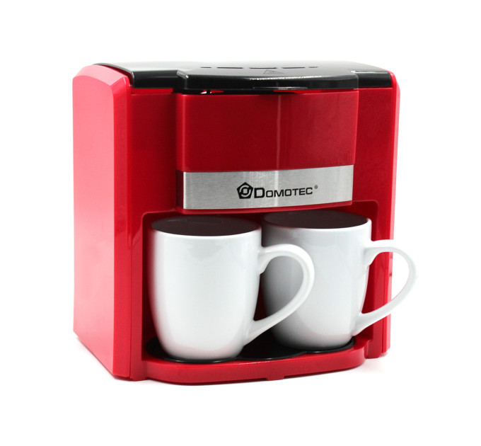 Кофеварка DOMOTEC MS-0705 Красная (500Вт, 2 кер. чашки по 150мл)