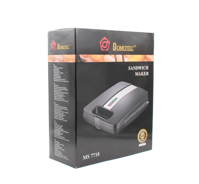 Сендвичница DOMOTEC MS-7718 4 отдела 1000Вт (Черный)