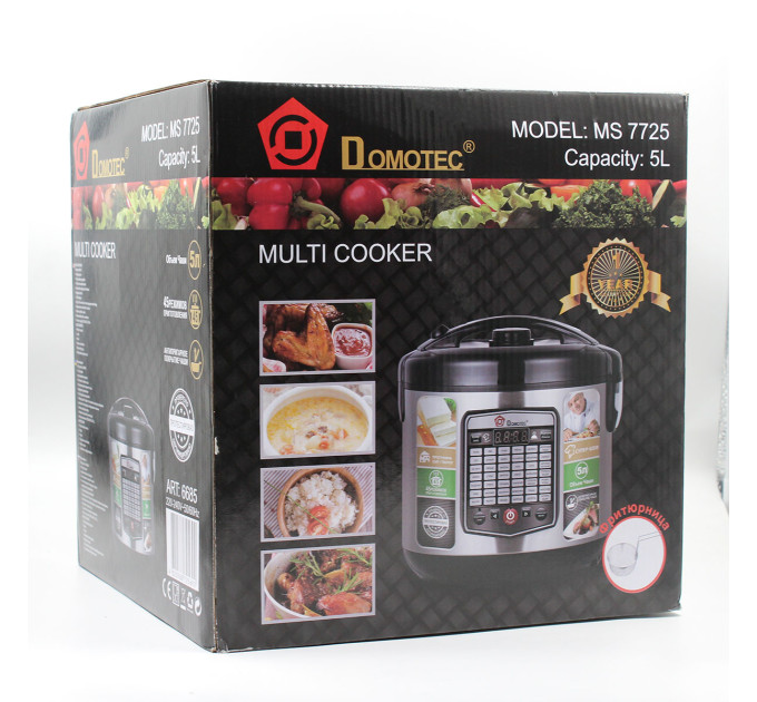 Мультиварка DOMOTEC MS-7725 Silver Steel (5л, 45программ, тефлон)