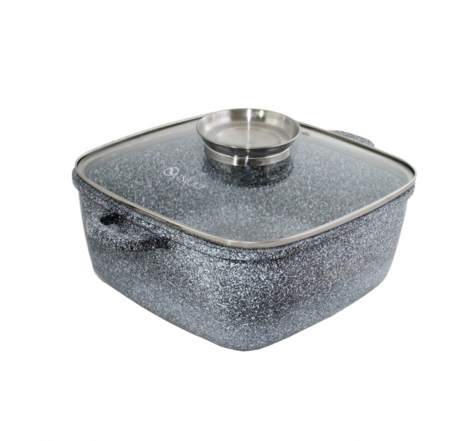 Котел UNIQUE UN-5205 3.5л (22см, квадртанний, з кришкою, гранітний)