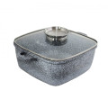 Котел UNIQUE UN-5207 5.5л (26см, квадртанний, з кришкою, гранітний)