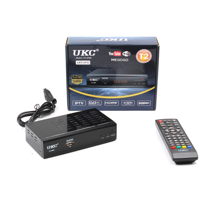 Тюнер DVB-T2 0968 Metal з підтримкою wifi адаптера (з екраном)