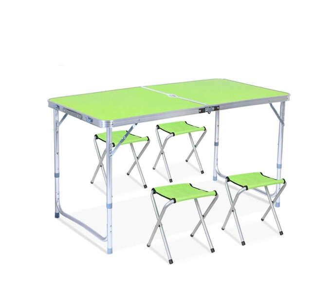 Стол и стулья Easy Campi 1+4 120х60х70см Зеленый (складной, для пикника)