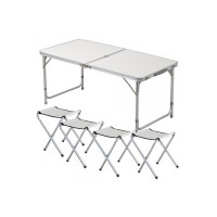 Стол и стулья Easy Campi 1+4 120х60х70см Белый №6 (складной, для пикника)