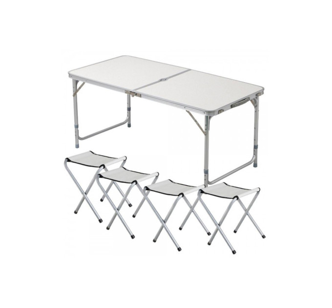 Стол и стулья Easy Campi 1+4 120х60х70см Белый №6 (складной, для пикника)