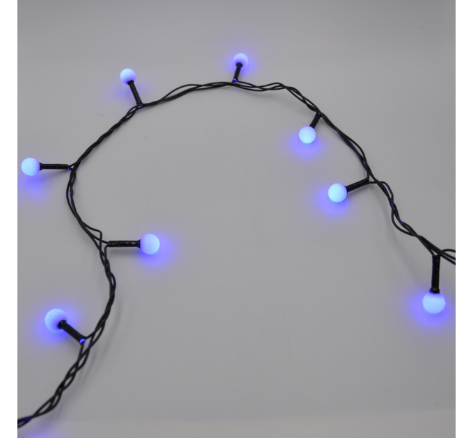 Гирлянда-нить (String-Lights) 100B-6-2 внутренняя, пров.:черный, 7м (Синий)