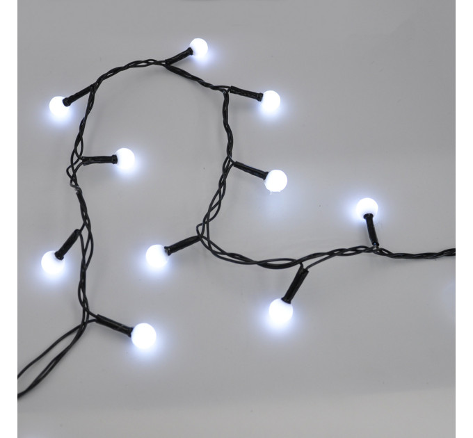 Гірлянда-нитка (String-Lights) 200W-6-2 внутрішня, пров.: чорний, 10м (Білий)