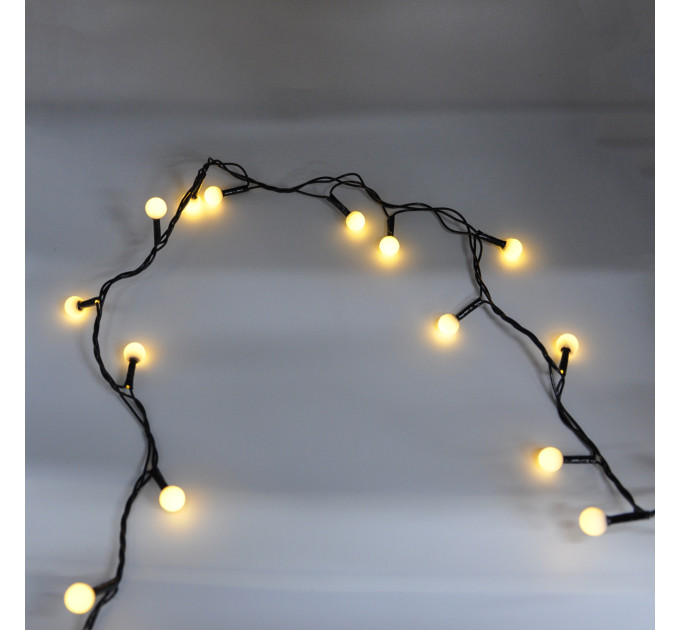 Гірлянда-нитка (String-Lights) 200WW-6-2 внутрішня, пров.: чорний, 12м (Білий-теплий)