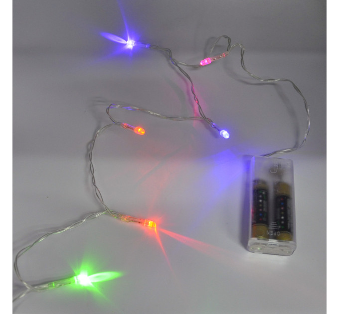 Гирлянда-нить (String-Lights) 30 Battery M внутренняя, пров.:прозрачный, 4м (Разноцветная)