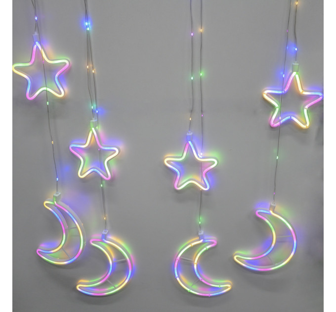 Гирлянда-бахрома (Moons/Stars) Copper Parts 9M-1 внутренняя, пров.:прозрачный, 2.5м (Разноцветная)