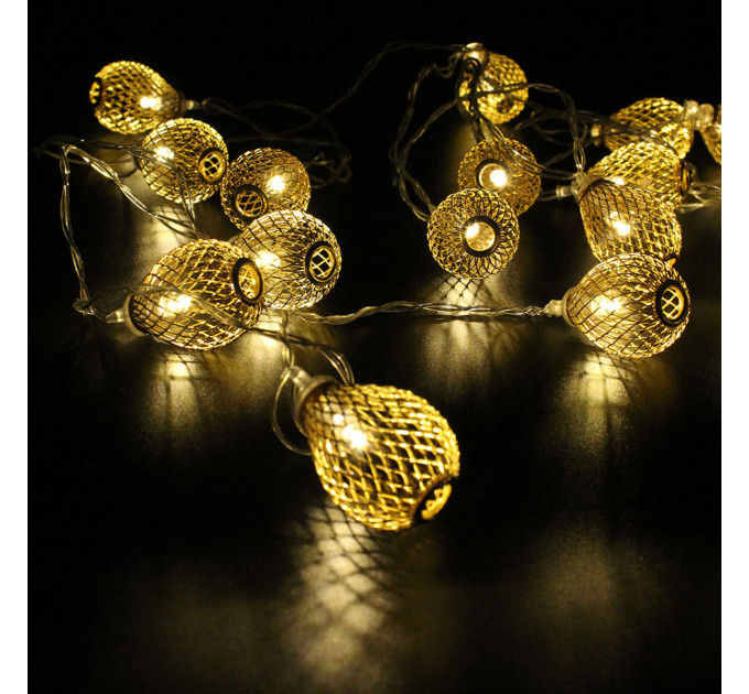 Гирлянда-нить (String-Lights) Metal Ball 20WW-1 внутренняя, пров.:прозрачный, 2м (Белый-теплый)