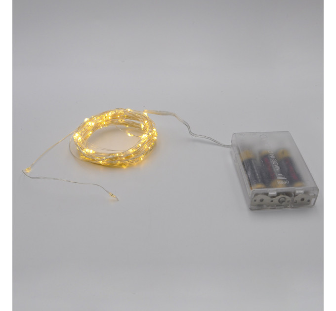 Гірлянда-роса (Copper Wire) 100WW-1 Внутрішня Battery, пров.:прозорий, (Білий-теплий)