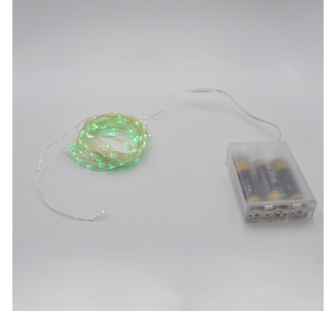 Гирлянда-роса (Copper Wire) 100G-1 Battery внутренняя, пров.:прозрачный,  (Зеленый)