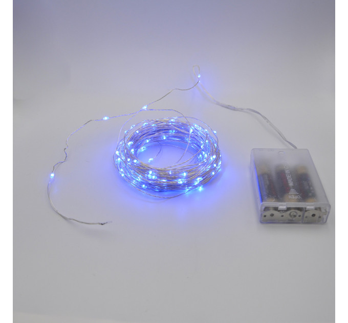 Гирлянда-роса (Copper Wire) 100B-1 Battery внутренняя, пров.:прозрачный,  (Синий)