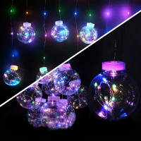 Гірлянда-штора (Curtain-Lights) Ball Lamp 200L M-1 внутрішня, пров.:прозорий, 3м (Різнокольорова)