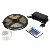 Гірлянда-стрічка (Rope-Lights) SMD5050-RGB універсальна, пров.:прозорий, 5м (Різнокольорова)