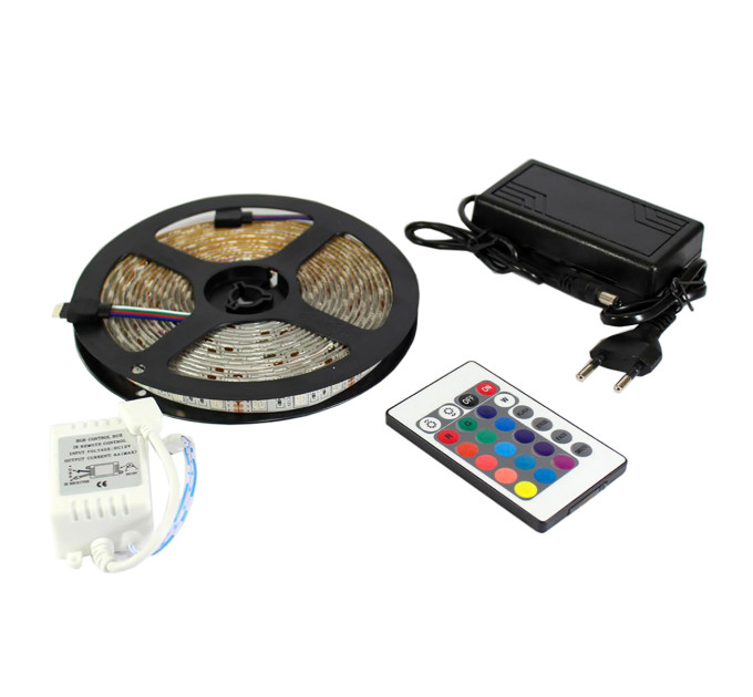 Гірлянда-стрічка (Rope-Lights) SMD5050-RGB універсальна, пров.:прозорий, 5м (Різнокольорова)