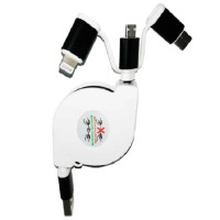 Кабель USB - Lightning + Micro USB + Type-C Pull Push Равлик