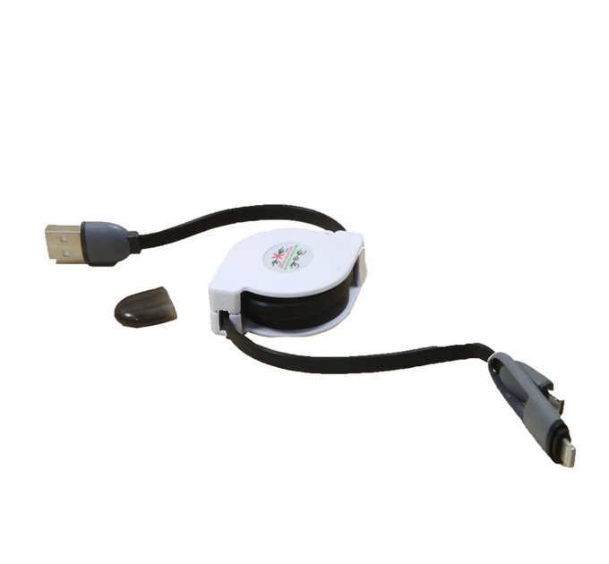 Кабель USB - Lightning + Micro USB Pull Push Равлик