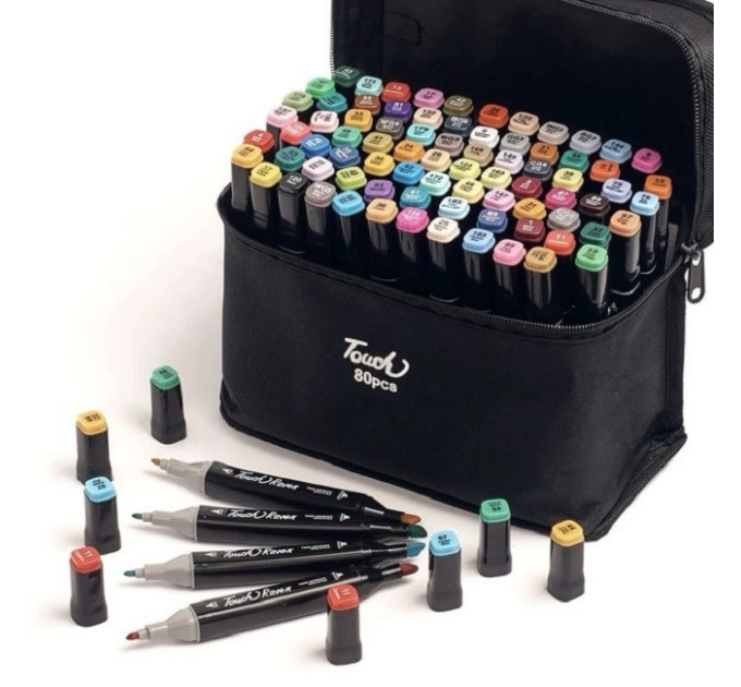 Набір двосторонніх маркерів, Sketch Marker, 80 кольорів, в сумці
