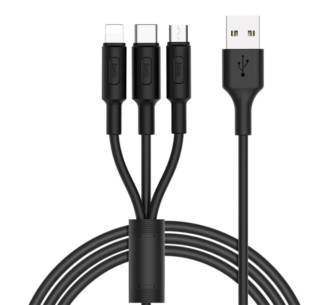 Кабель USB - Lightning + Micro USB + Type-C DATA HOCO X25