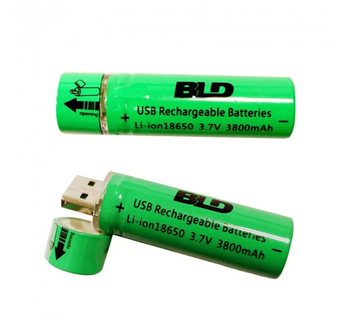 Акумулятор Li-ion 18650 3800mAh 3.7V c USB BLD