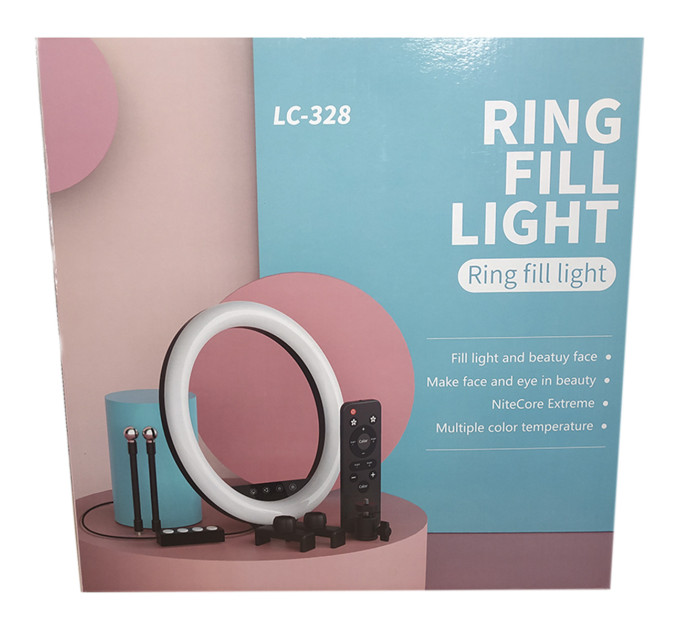 Кольцевая лампа 33 см LC-328 LED RING FILL LIGHT Pink-BlueBox (с 2 держ.)