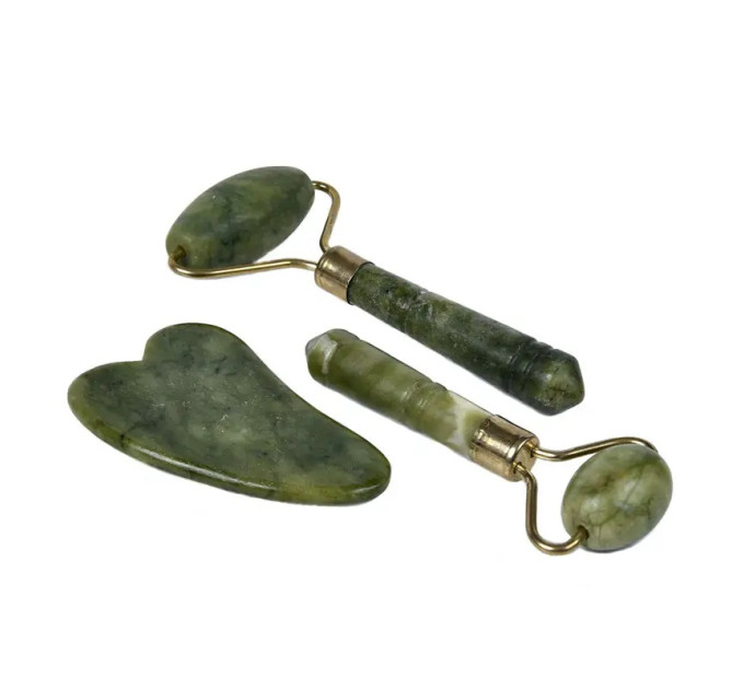 Масажний набір із натурального каменю JADE ROLLER SET(anti-aging)