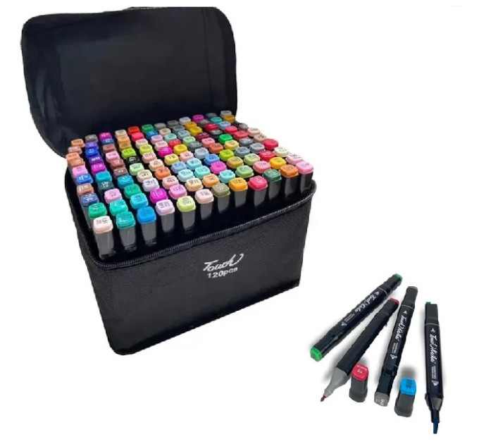 Набір двосторонніх маркерів, Sketch Marker, 120 кольорів, в сумці