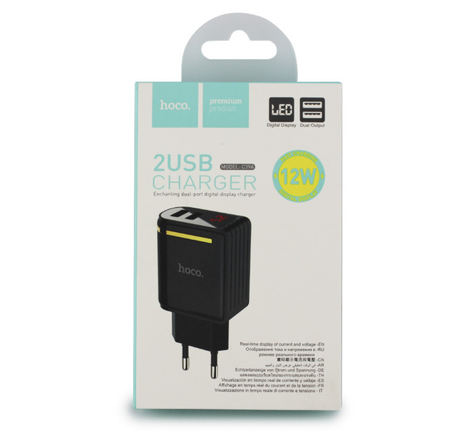 Зарядний пристрій HOCO C39A USB CHARGER DOUBLE LCD (адаптер)