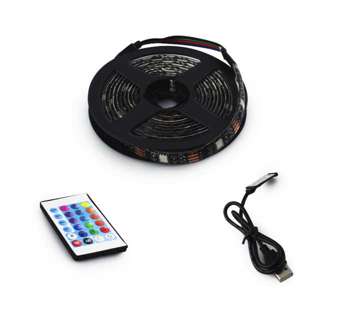 Світлодіодна стрічка SMD5050-RGB універсальна, пров.:чорний, 5м (Різнокольорова)