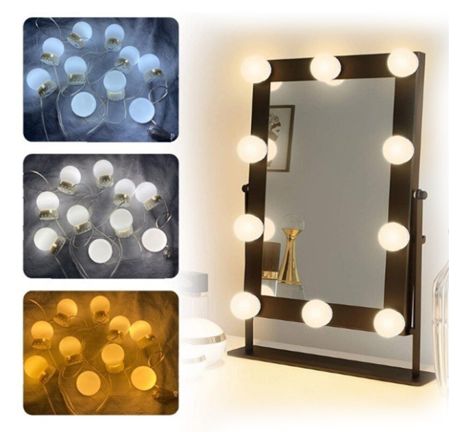 Лампочки для гримерного дзеркала 3 режими LED 10 шт VANITY MIRROR LIGHTS