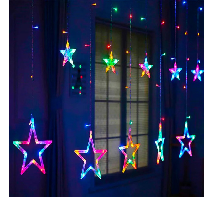 Гирлянда-бахрома (Stars) Curtain 12M  3m*0.8*0.5 внутренняя, пров.:прозрачный, 3м (Разноцветная)