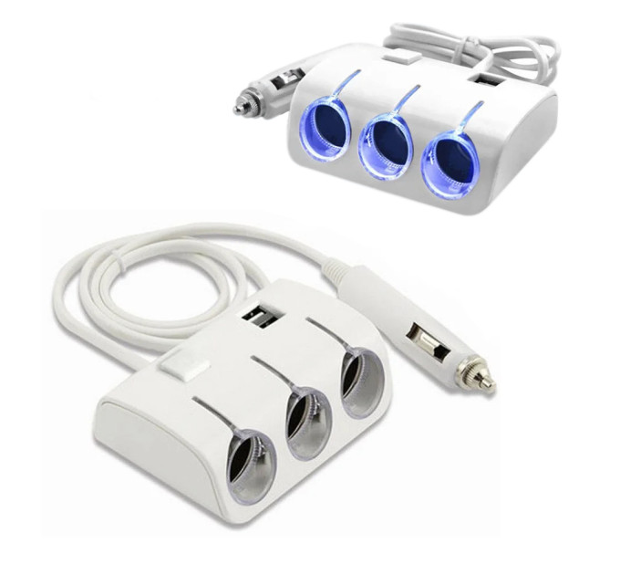 Автомобільний трійник 3+2 USB 1506A/1505A