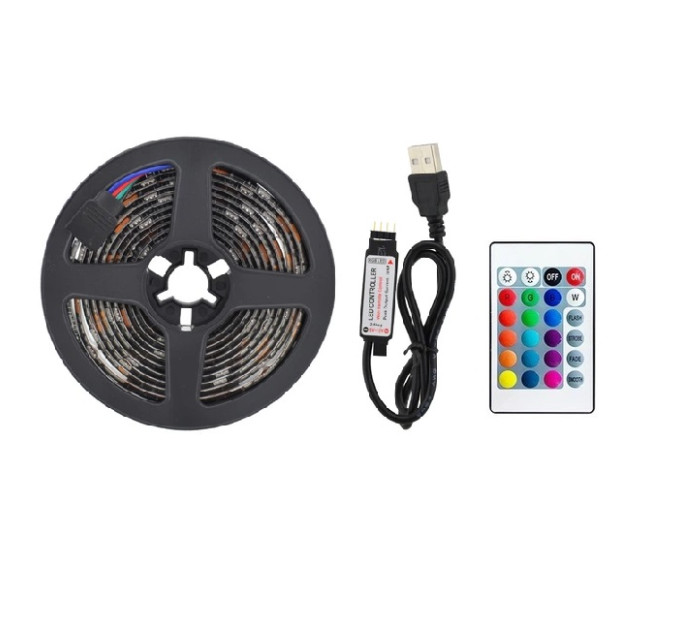 Гирлянда-лента (Rope-Lights) SMD5050-RGB Music универсальная, пров.:черный, 5м (Разноцветная)