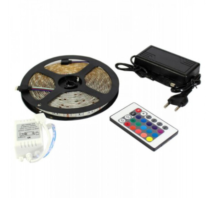 Гірлянда-стрічка (Rope-Lights) SMD5050-RGB bluetooth універсальна, пров.: чорний, 5м (Різнокольорова
