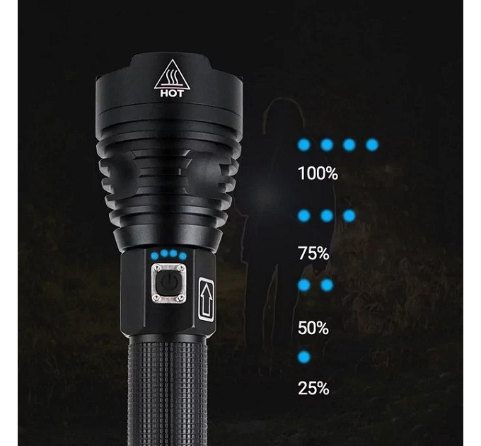 Фонарик ручной BL 601 P90 2*26650 battery + USB CHARGE 