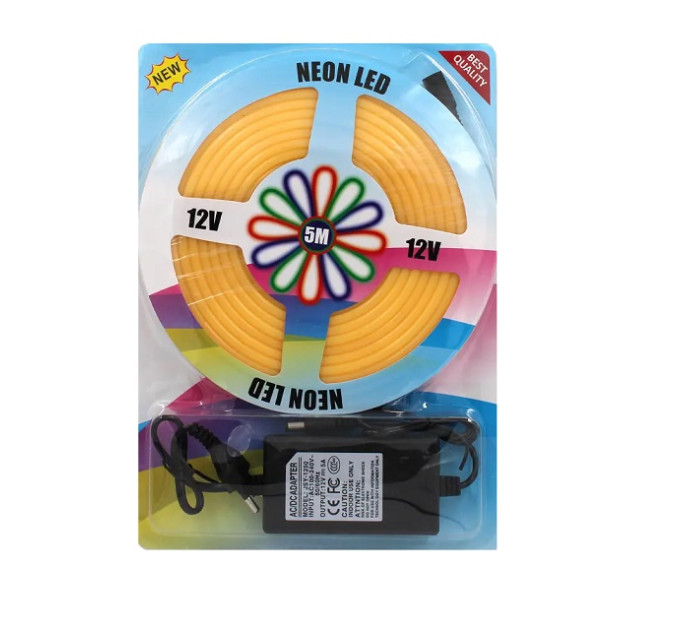Стрічка силіконова LED NEON 5M Yellow 12V-220V