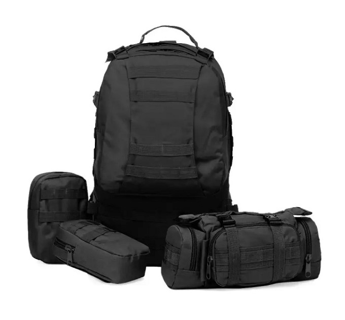 Рюкзак Тактичний з підсумками B08 Black 55L