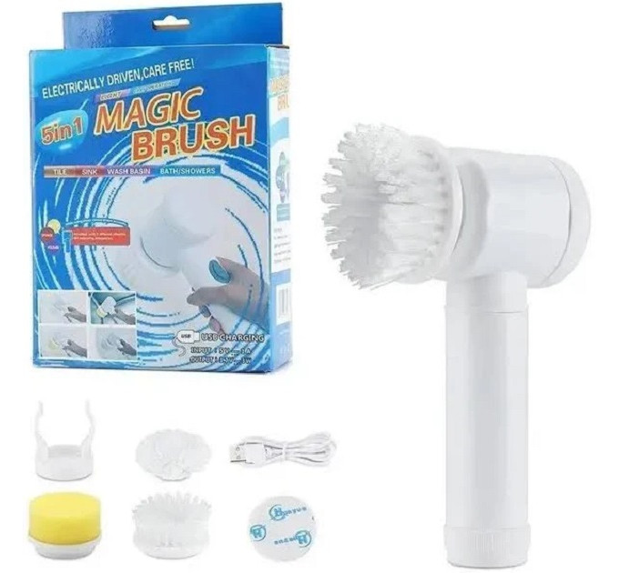 Електрична щітка для прибирання та миття посуду з 3 насадками Magic Brush